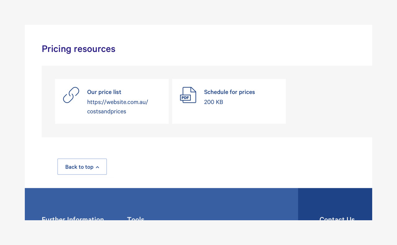 screenshot of provider profile - costs section - pricing resources